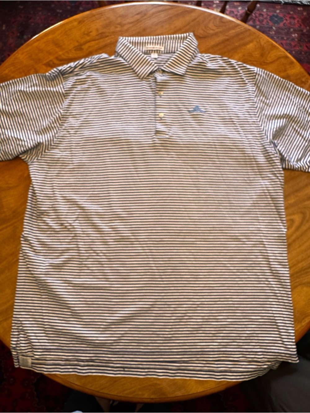 Peter Millar Striped Polo Shirt - Light Blue & White